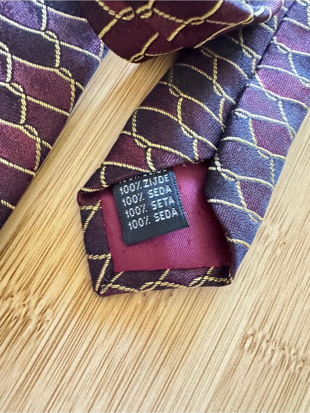 FROG Brand Men’s Geometric Print Silk Neckties- Set Of 2- Made in Italy 60”